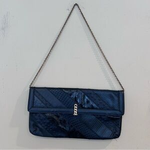Vintage Caprice Snakeskin Clutch in Blue Hues, circa 1980s chain strap